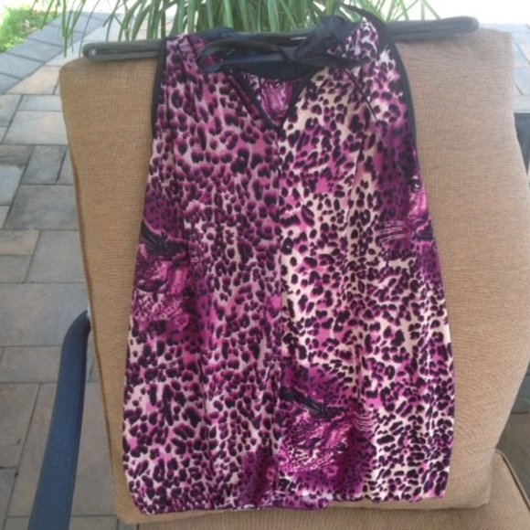 NWT LEOPARD OFF SHOULDER Purple BLOUSE Romantic M - Picture 2 of 4